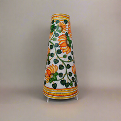 Hand-Painted Lotus Motif Leather Lamp | Bed Lamp