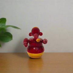 Charming Etikoppaka Lacquer Lord Ganesha - Deep Red and Yellow Art Etikoppaka Lacquerware