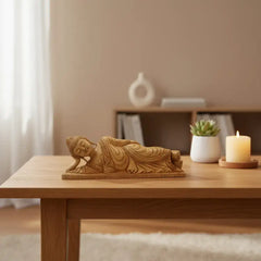 Wooden Sleeping Buddha Sculpture – Serene Home & Garden Decor Wooden Decorative