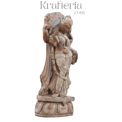 Parvathi Sculpture in Red Marble – Divine Grace and Strength Soft Stone