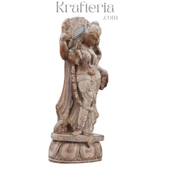 Parvathi Sculpture in Red Marble – Divine Grace and Strength