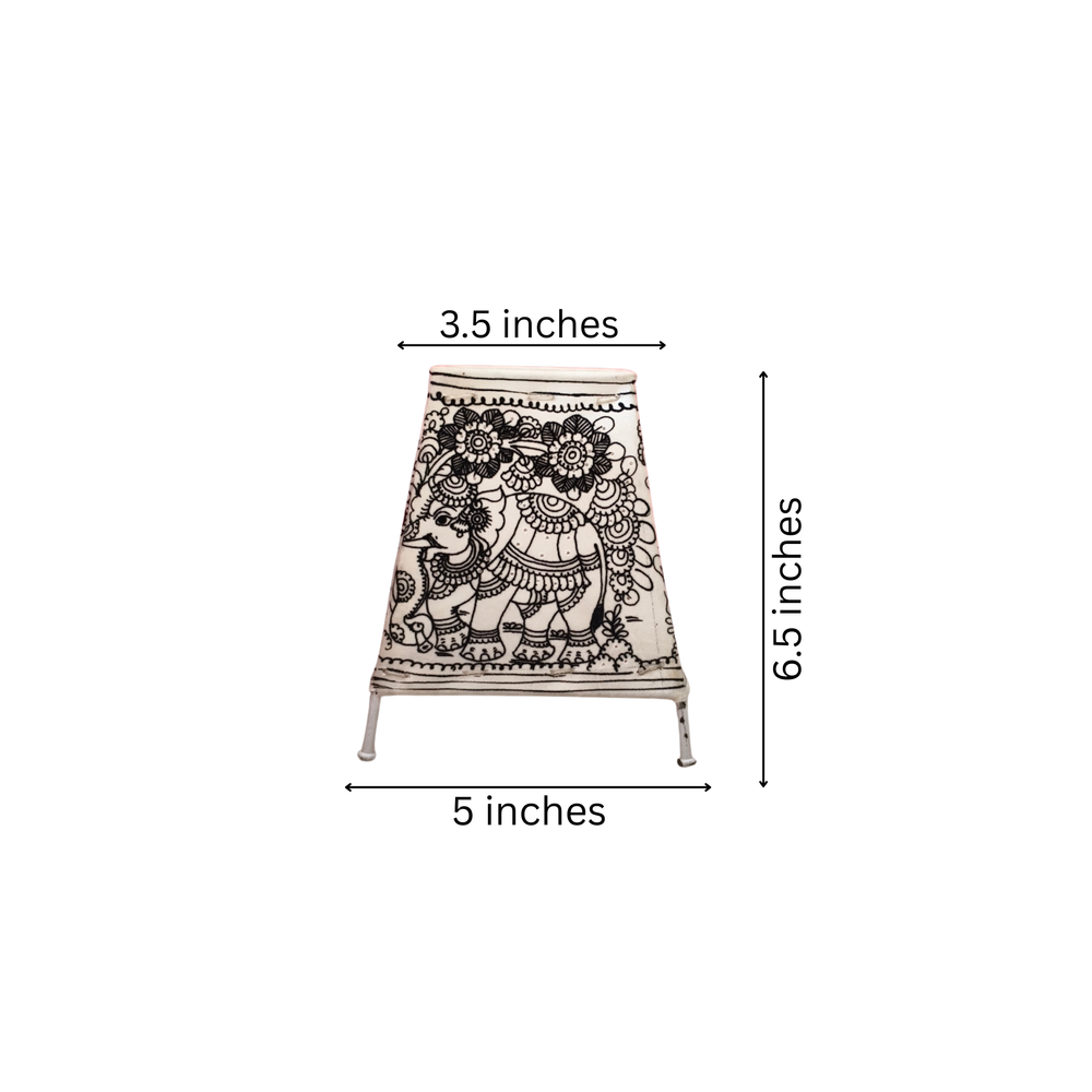 Timeless Tradition – Elephant Kalamkari Leather Hand Painting | Bed Lamp Leather Paintings