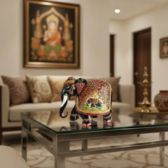 Hand-Painted Wooden Elephant with Floral Design – Artistic Home Decor maruthi handicrafts
