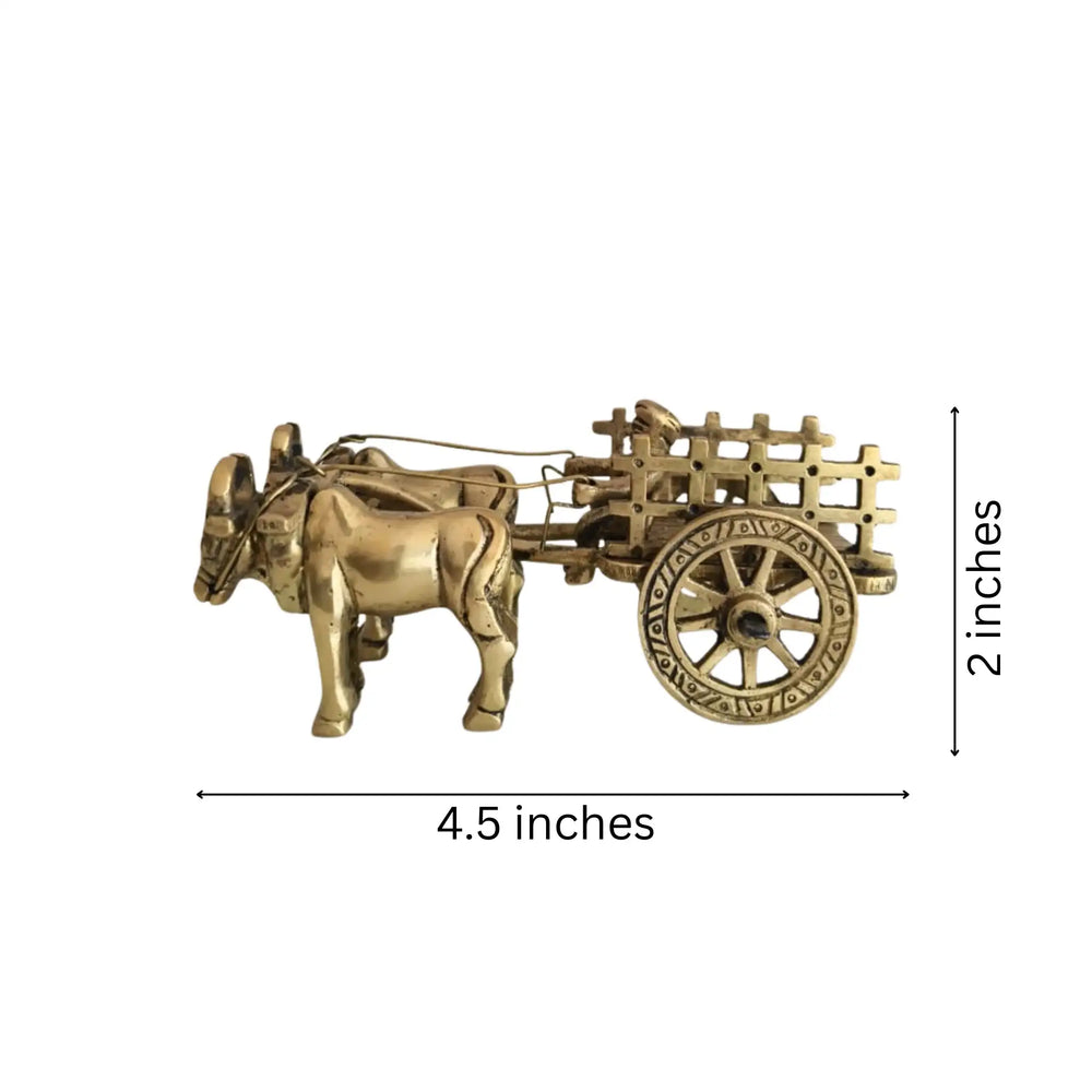 Brass Bullock Cart Figurine with Covered Canopy | Traditional Home Decor Showpiece Brass Ware