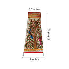 Hand-Painted Leather Lamp with Tree of Life and Colorful Birds