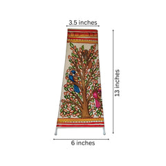 Hand-Painted Leather Lamp with Tree of Life and Colorful Birds Leather Paintings