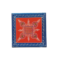 Hand-Painted Wooden Stool For Pooja (Chowki) with Traditional Design Wood Decorative
