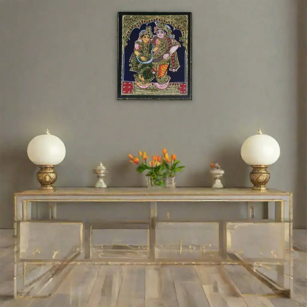 Elegant Radha Krishna – Thanjavur Artistry Paintings