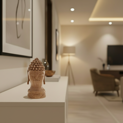 Buddha Wooden Head Statue | Hand-Carved Spiritual Decor