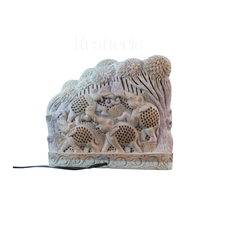 Elephant Under Tree Bedside Lamp – Traditional Jali Carving Artwork