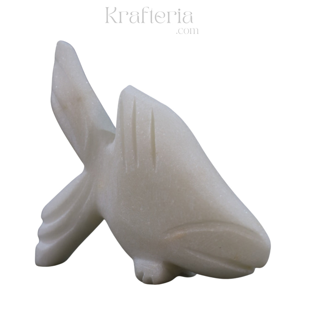 Marble Fish Showpiece – Elegant Tabletop Decoration Marble Soft Stone