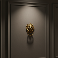 Handcrafted Brass Lion Head Door Knocker – Vintage Wall Décor Accent Brass Artwork