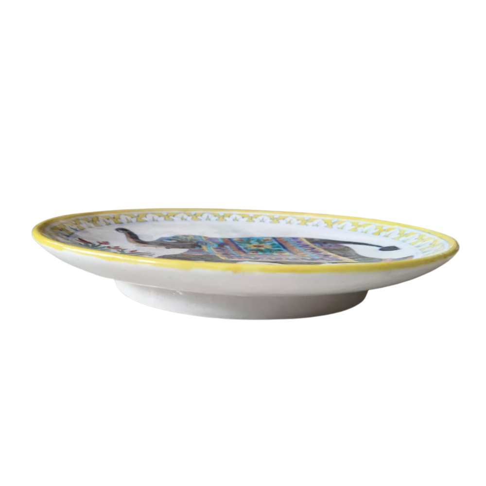 Hand-Painted Indian Elephant Wall Decorative Plate Pottery