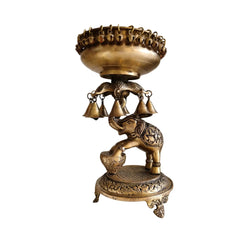 Brass Elephant Urli with Bells - Traditional Indian Decorative Bowl Brass Ware