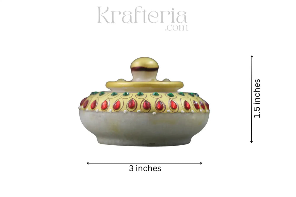 Natural Marble Kumkuma Bharani | Sindhoor Box | – Perfect for Pooja and Festivals Marble Soft Stone