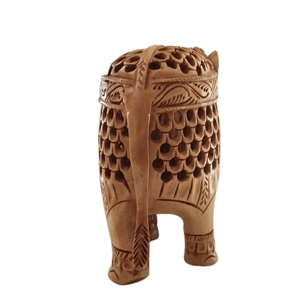 Wooden Elephant with Jali Work | Handmade Indian Craft Sculpture maruthi handicrafts