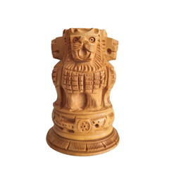 Handcrafted Wooden Lion Capital Ashoka Pen Stand