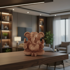 Decorative Wooden Ganesh in Seated Position | Handmade Religious Figurine