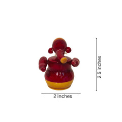 Charming Etikoppaka Lacquer Lord Ganesha - Deep Red and Yellow Art Etikoppaka Lacquerware