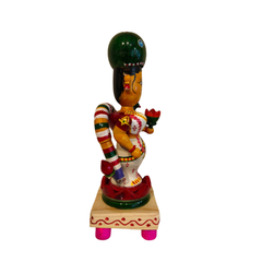 Lakshmi in Padmasana – Authentic Etikoppaka Wooden Idol of Prosperity Etikoppaka Lacquerware