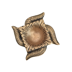 Pair of Auspicious Brass Swastik Diyas (Oil Lamps)