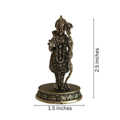 Antique Brass Idol Of Lord Rama with Bow and Arrow on Etched Pedestal Brass Ware