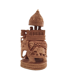 Hand-Carved Wooden Ambari Elephant | Traditional Indian Decor