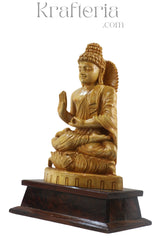 Divine Buddha Blessing Wood Statue – Tranquil Home Accent