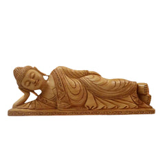 Wooden Sleeping Buddha Sculpture – Serene Home & Garden Decor Wooden Decorative