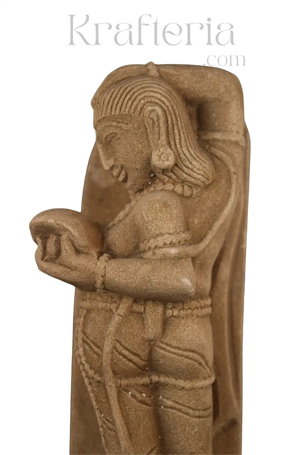 A Lady Adorning Herself with a Mirror Sand Stone