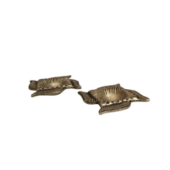 Pair of Auspicious Brass Swastik Diyas (Oil Lamps)