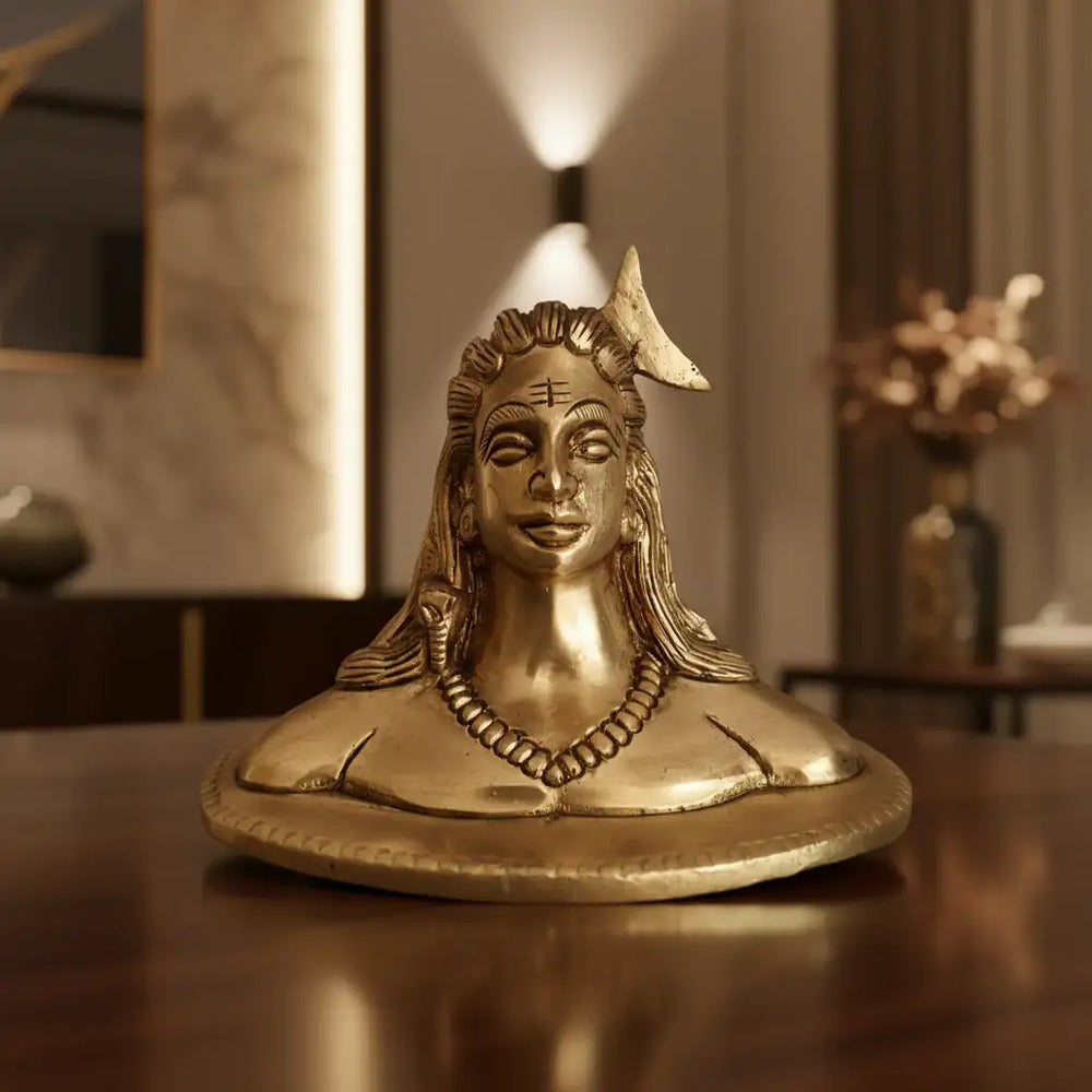 Brass Adiyogi Shiva Idol - Lord Shiva as the First Yogi and Source of Yoga Brass Ware