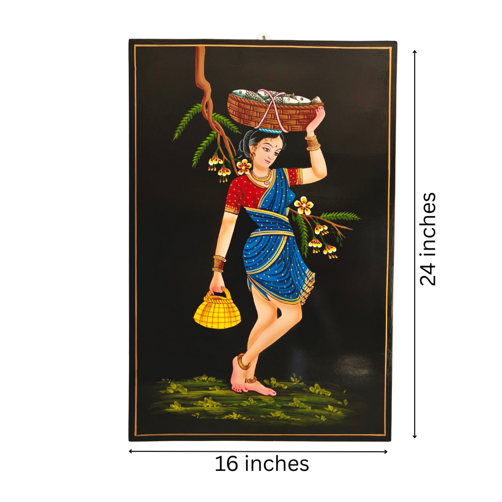 Indian fisherwomen life depicted Nirmal art