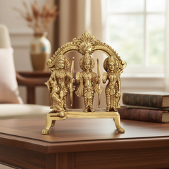 Brass Ram Darbar Set with Prabhavali - Symbol of Righteousness, Devotion, and Family