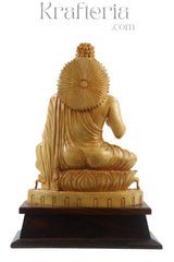 Divine Buddha Blessing Wood Statue – Tranquil Home Accent