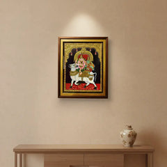 Shiva and Parvathi on Nandi – Thanjavur Divine Art Paintings