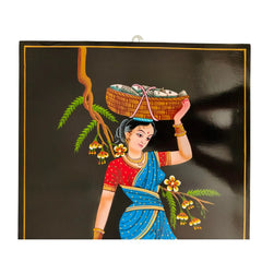 Village fisherwomen scene in Nirmal painting