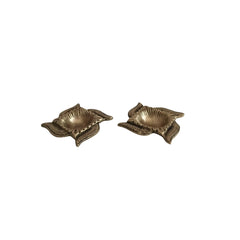 Pair of Auspicious Brass Swastik Diyas (Oil Lamps) Brass Ware