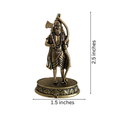 Brass Idol of Lord Parashurama with Axe and Bow on Intricate Pedestal