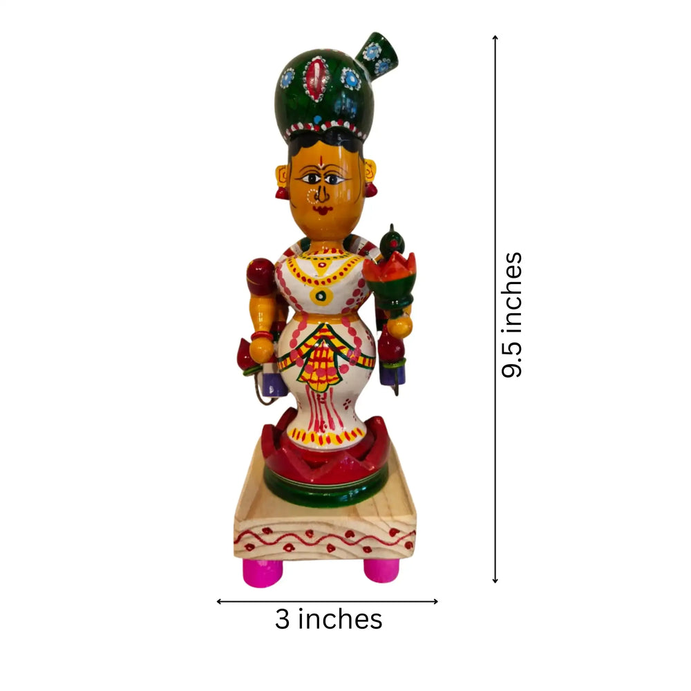 Lakshmi in Padmasana – Authentic Etikoppaka Wooden Idol of Prosperity Etikoppaka Lacquerware