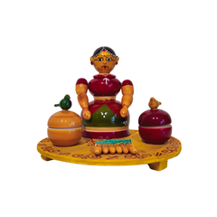 Etikoppaka Art Serving Set with Lady and Birds