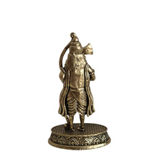 Brass Lord Parashurama With Axe And Bow on Intricate Pedestal Idol Brass Ware