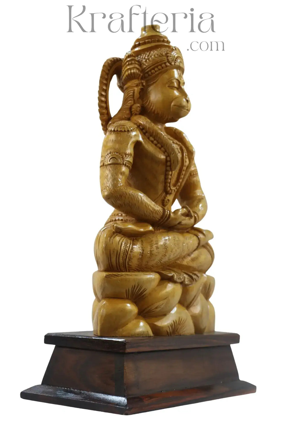 Lord Hanuman Wooden Statue – Traditional Art with Rosewood Base ESHWAR HANDICRAFTS