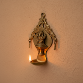 Handcrafted Brass Ganesha Wall Hanging Diya | Traditional Spiritual Oil Lamp Brass Artwork