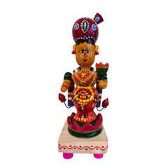 Hand-Painted Etikoppaka Lakshmi Statue – Traditional South Indian Folk Art Etikoppaka Lacquerware