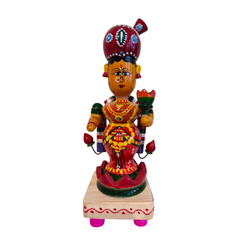 Hand-Painted Etikoppaka Lakshmi Statue – Traditional South Indian Folk Art