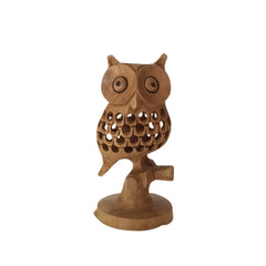 Handmade Wooden Jali Owl – Intricate Carved Decor Piece Wooden Decorative