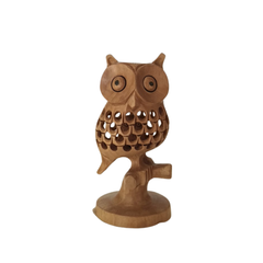 Handmade Wooden Jali Owl – Intricate Carved Decor Piece