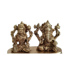 Divine Prosperity – Lakshmi Devi and Ganesha Brass Idol Brass Ware
