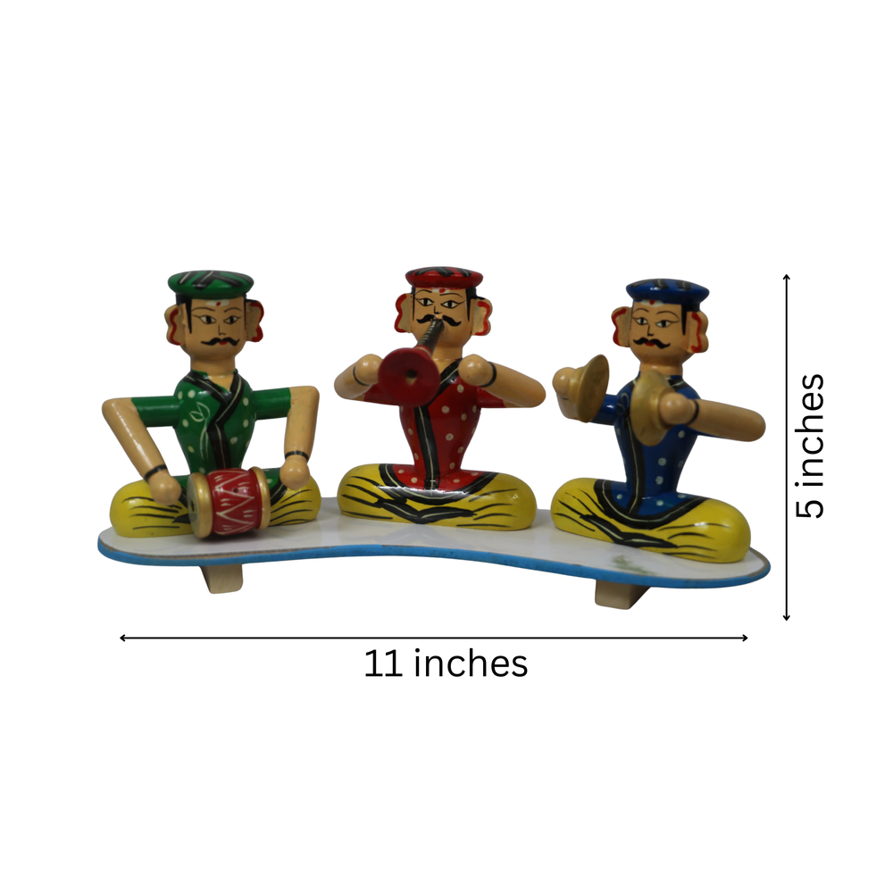 Traditional Indian Channapatna wooden men musician set